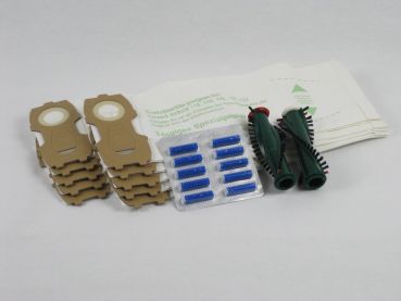 Set: Staubbeutel geeignet für VK118 bis VK122, 10-er Pack mit Rundbürsten EB350 und Duft blau