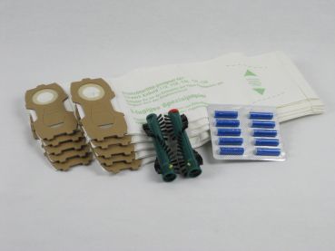 Set: Staubbeutel geeignet für VK118 bis VK122, 10-er Pack mit Rundbürsten EB360 und Duft blau