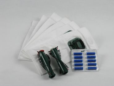 Set: Staubbeutel geeignet für VK140 / VK150, 6-er Pack mit Rundbürsten EB350 und Duft blau