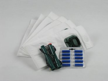 Set: Staubbeutel geeignet für VK140 / VK150, 6-er Pack mit Rundbürsten EB360 und Duft blau