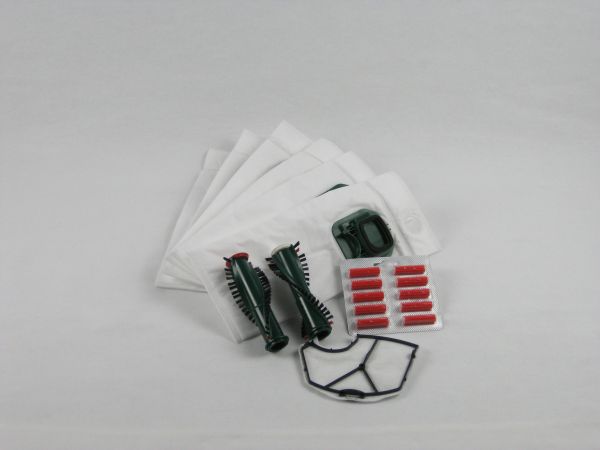 Set: Staubbeutel geeignet für VK140 / VK150, 6-er Pack; Motorschutz; Rundbürsten EB350 und Duft rot