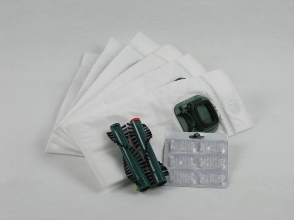 Set: Staubbeutel geeignet für VK140 / VK150, 6-er Pack mit Rundbürsten EB360 und Duft-Chips